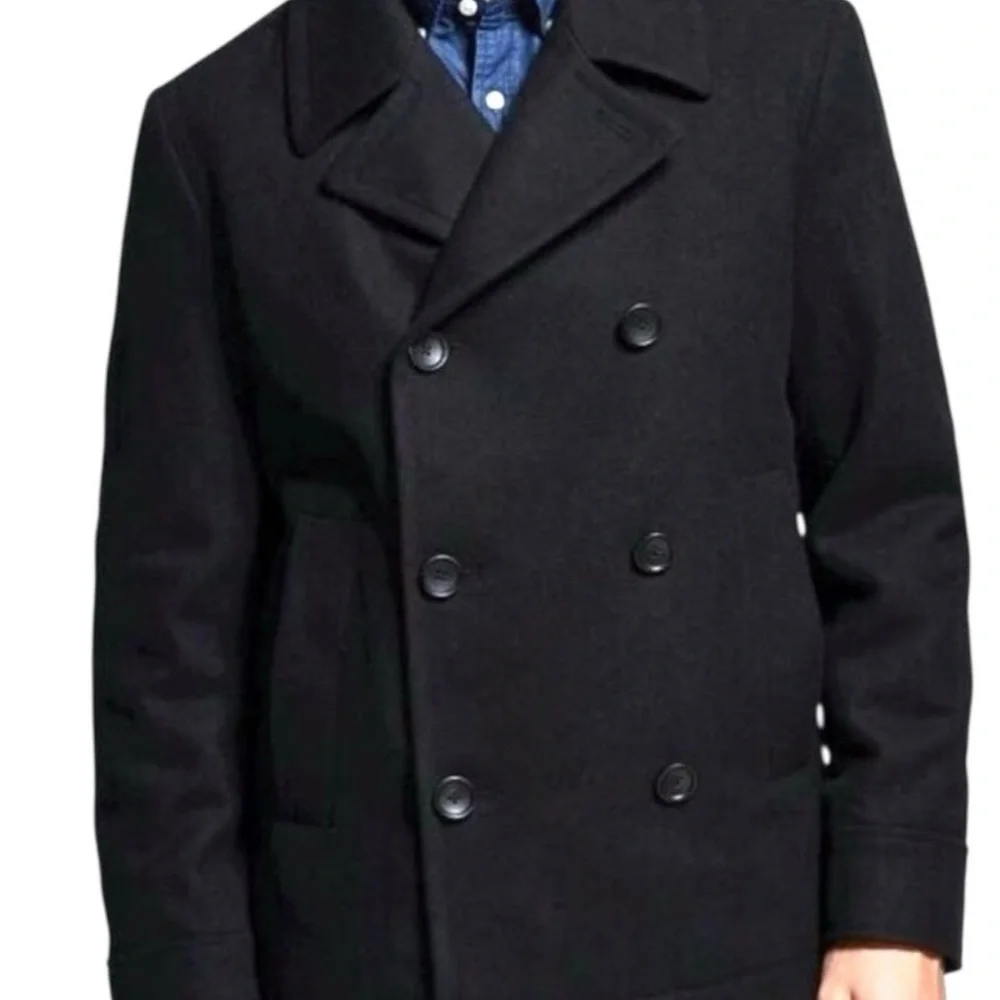 Merona Black Pea Coat. Men’s L - Picture 2 of 11